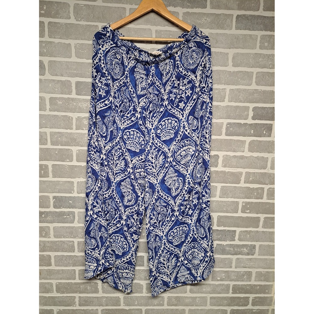 Panama Jack Womens Shell Print‎ Wide Leg Fit&Flare Beach Pants Size Large